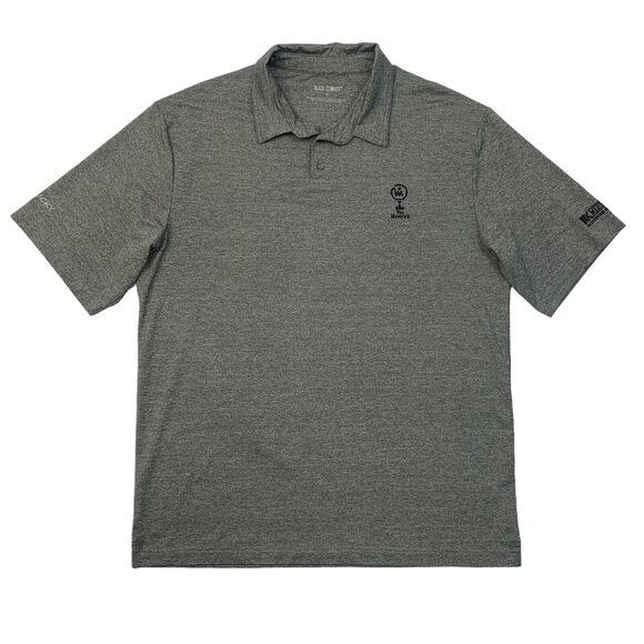 Black Clover Polo Shirt Mens L Large Heather Gray Sweat Wick Performance Golf - Picture 1 of 11
